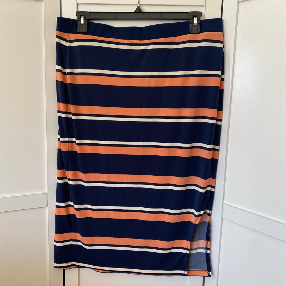 Lane Bryant Striped Midi Skirt Size 18/20 Good Pre Owned Condition